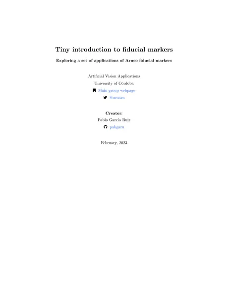 Report cover page: Tiny introduction to fiducial markers
