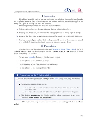 Report page covering the introduction and prerequisites