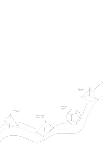 Hand-sketched figure from the dissertation outlining the sparse camera setup, large-scale camera setup, fiducial object, and camera pose