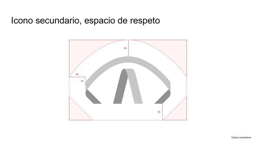 Secondary icon construction: the eye arc and its clear-space grid.